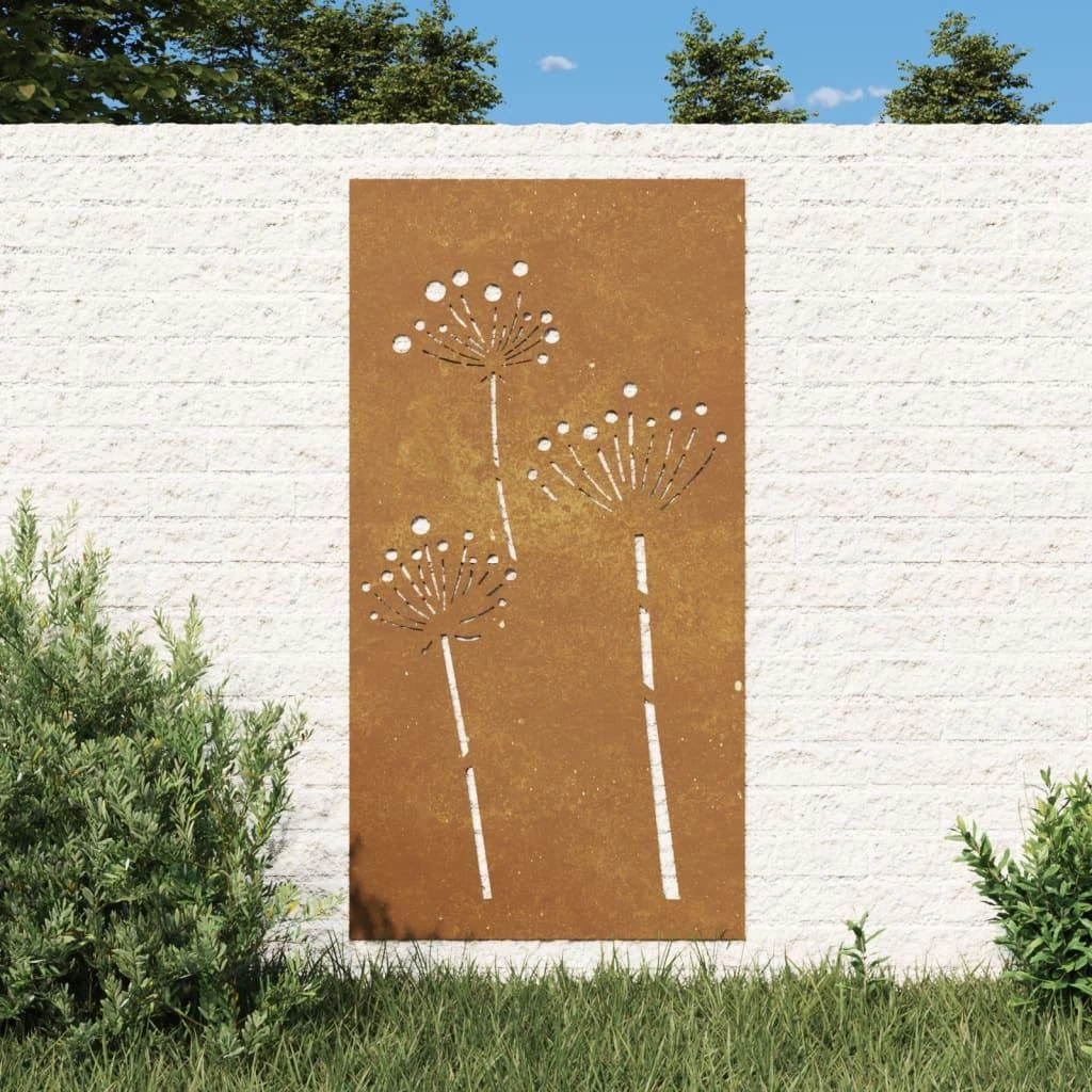 Nuotraukų rėmelis Sodo sienos dekoracija, 105x55cm, corten plienas, gėlių dizaino