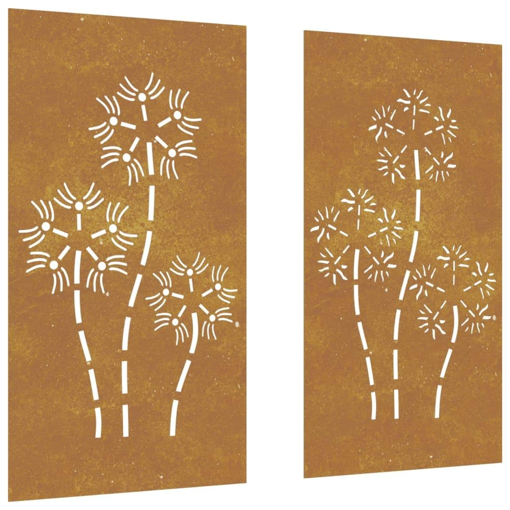 Sodo sienos dekoracija, 2 dalių, 105x55cm, corten plienas