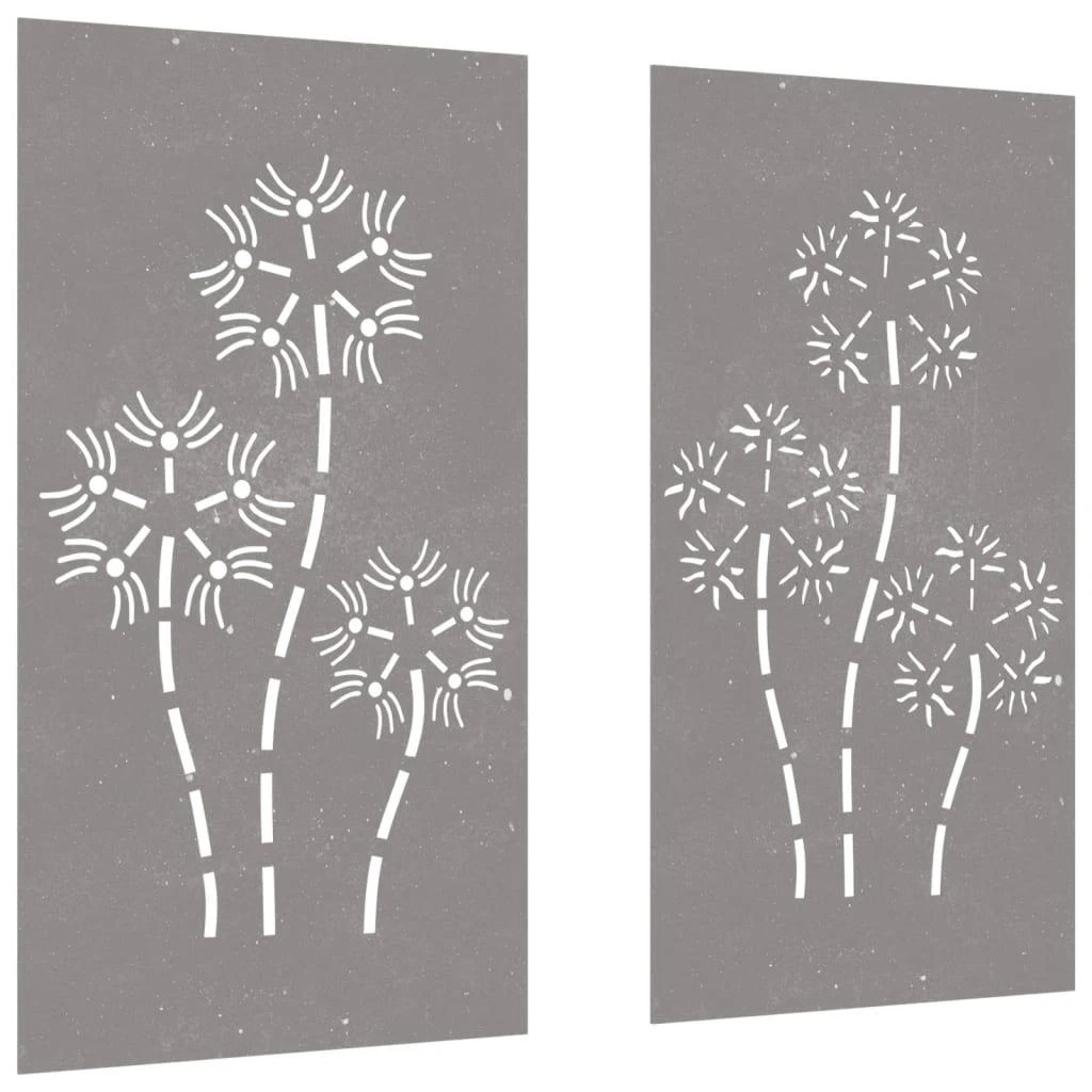 Sodo sienos dekoracija, 2 dalių, 105x55cm, corten plienas
