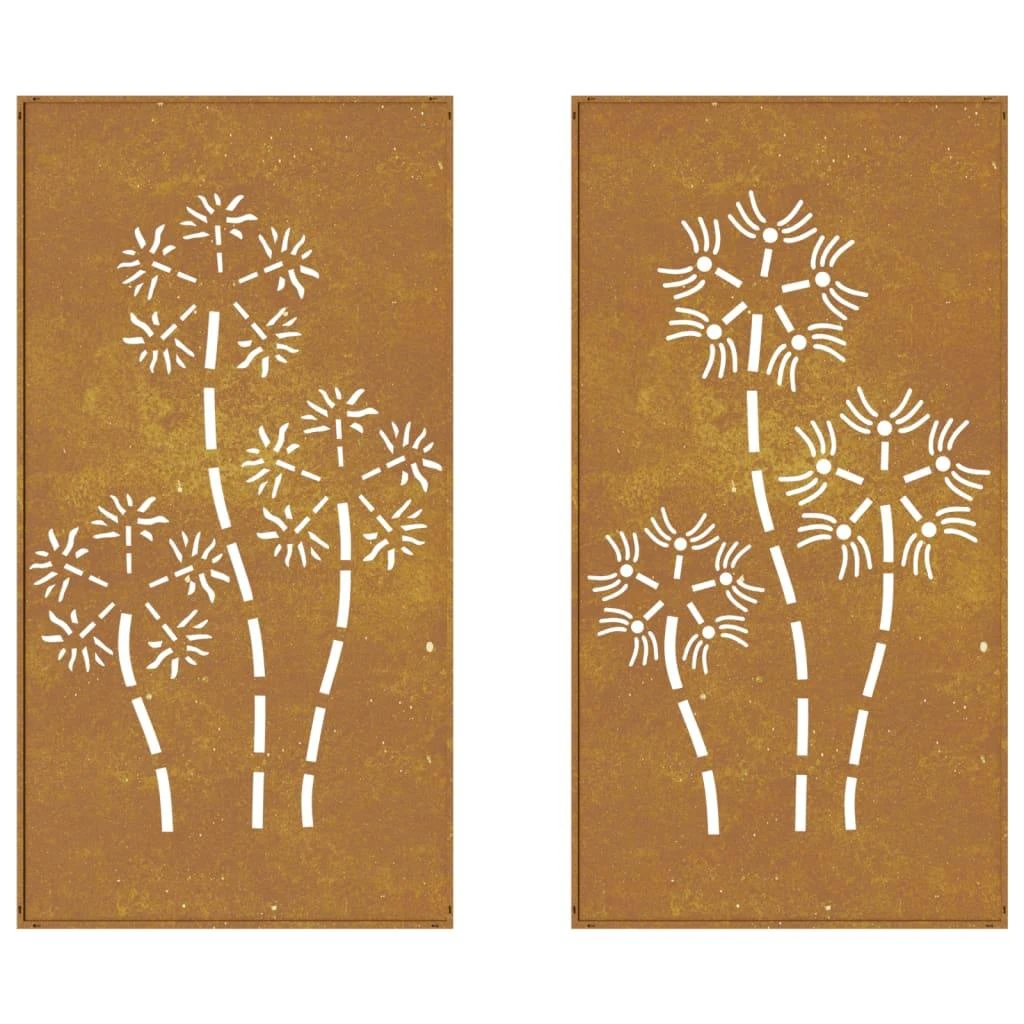 Sodo sienos dekoracija, 2 dalių, 105x55cm, corten plienas