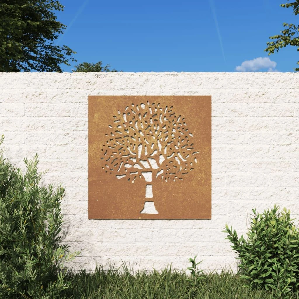 Nuotraukų rėmelis Sodo sienos dekoracija, 55x55cm, corten plienas, medžio dizaino