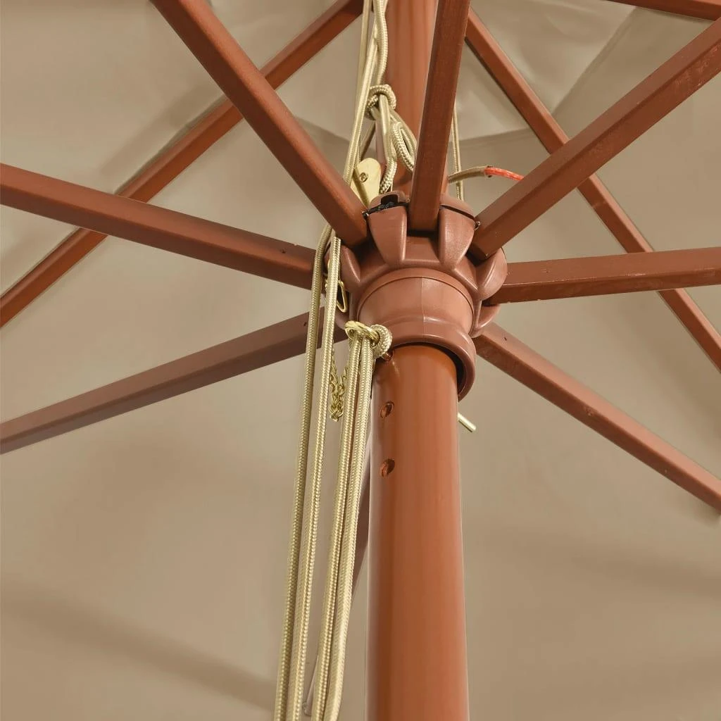 Sodo skėtis su mediniu stulpu, taupe spalvos, 400x273cm