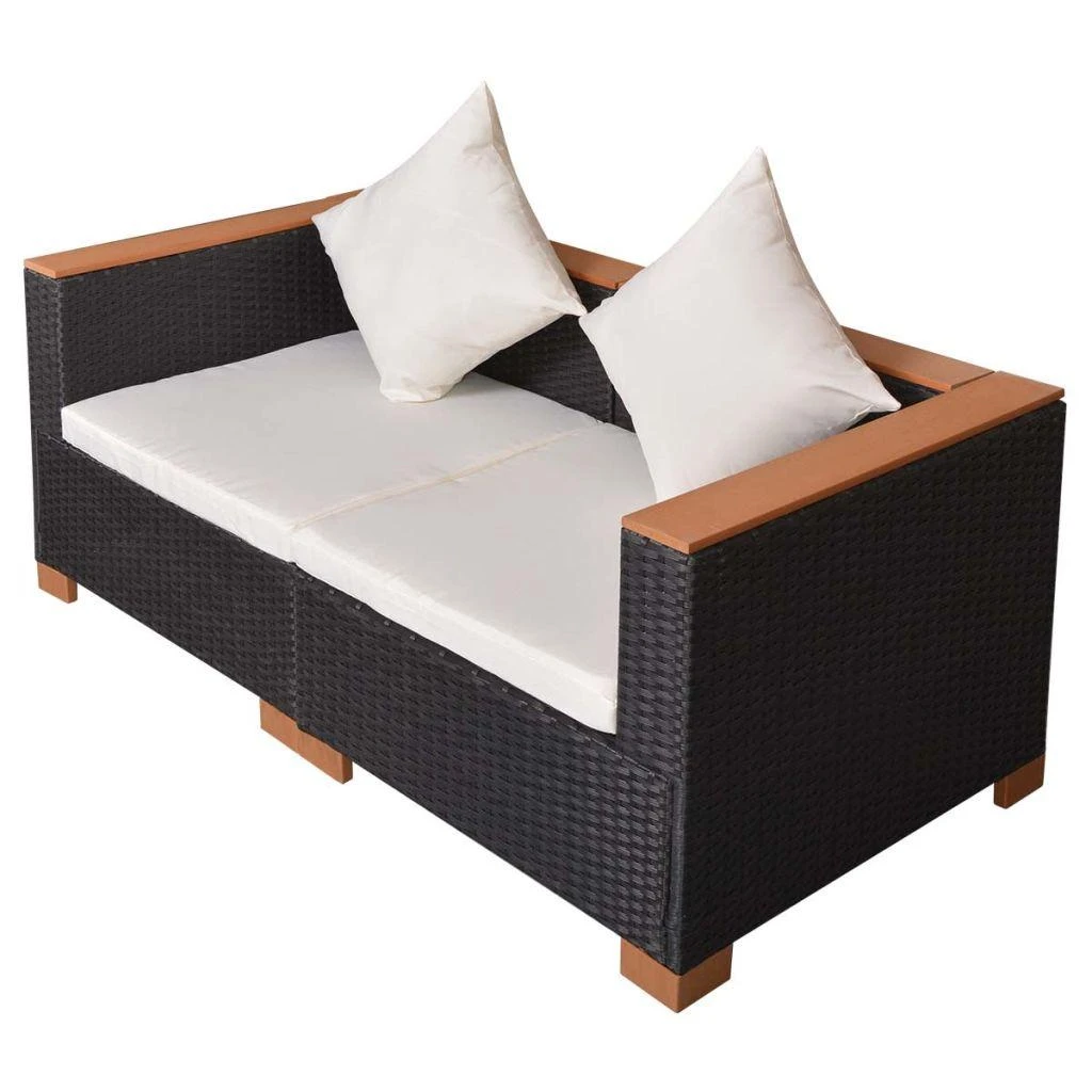 Lauko baldų komplektas Sodo sofa, juoda, poliratanas