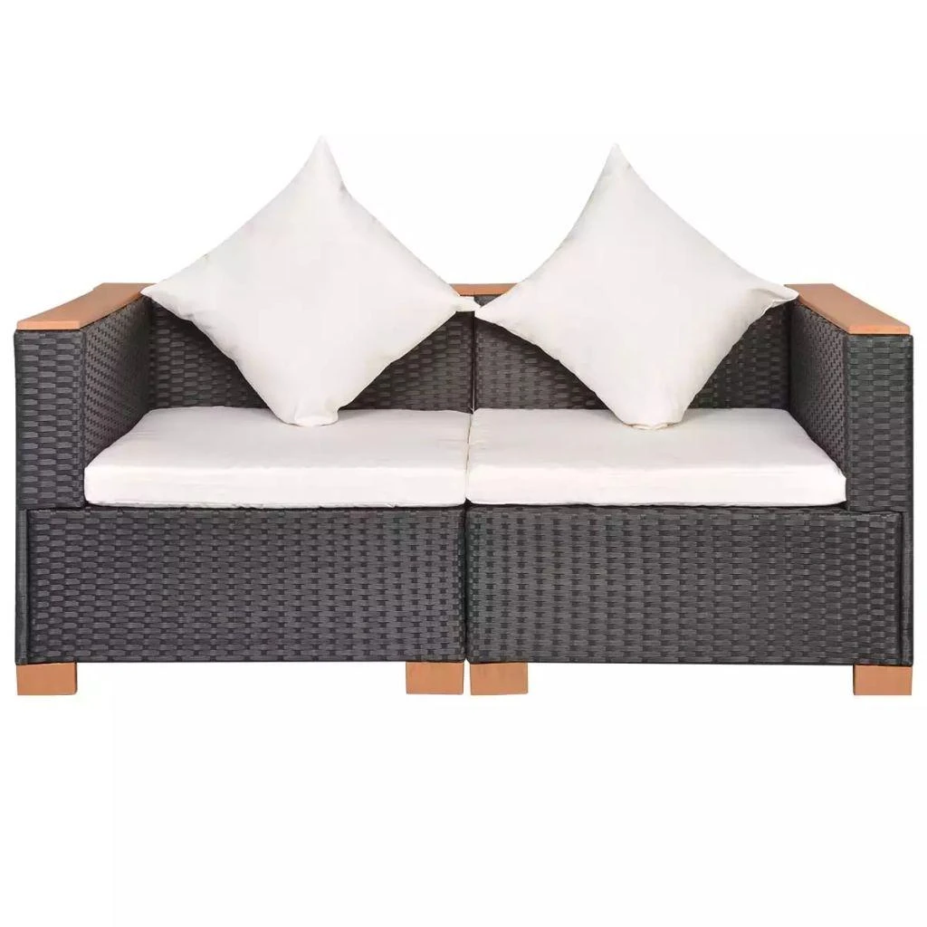 Lauko baldų komplektas Sodo sofa, juoda, poliratanas