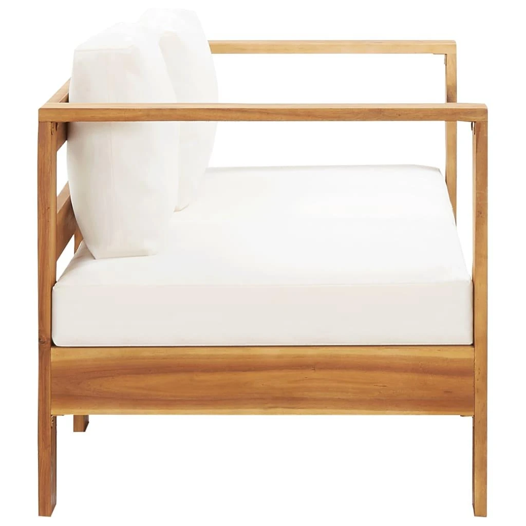 Sodo sofa su pagalvėlėmis, kreminė balta, 140cm, akacija
