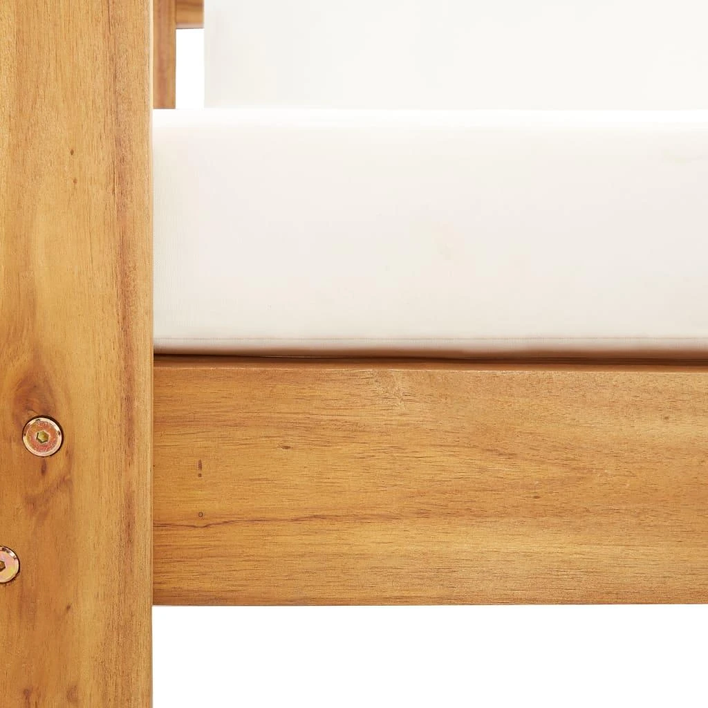 Sodo sofa su pagalvėlėmis, kreminė balta, 140cm, akacija