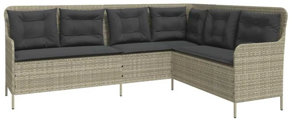 Sodo sofa su pagalvėlėmis, pilka, poliratanas, L formos