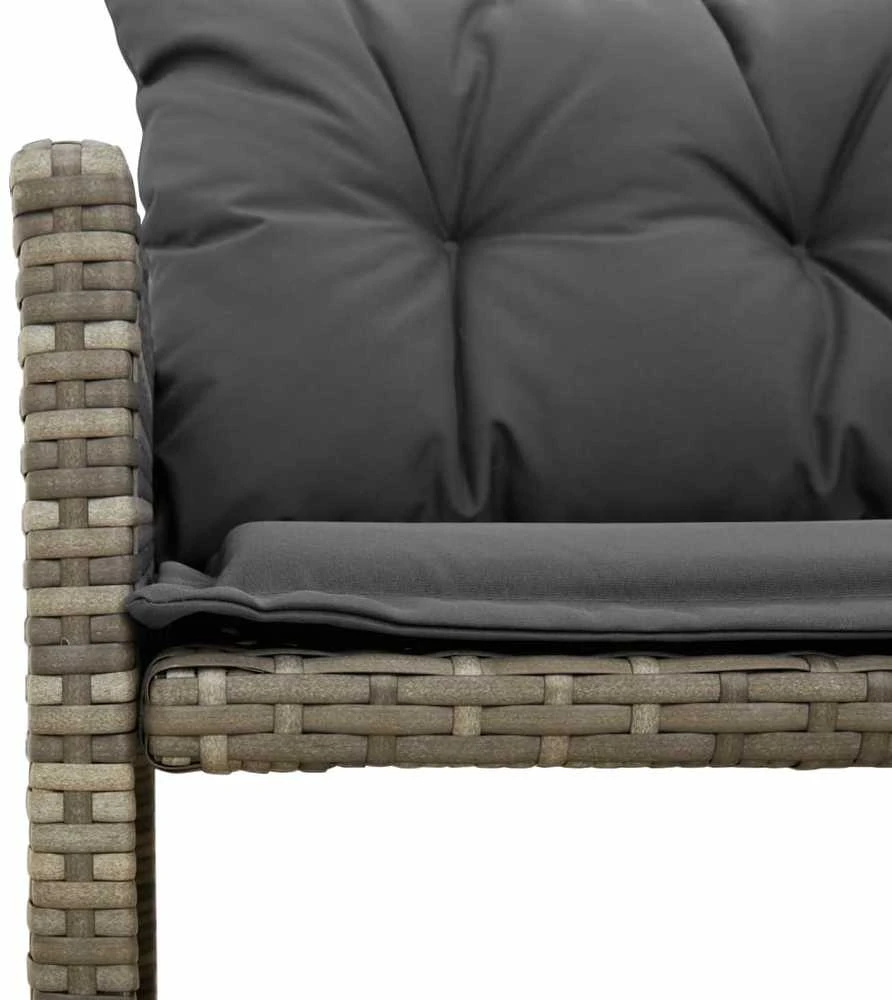 Sodo sofa su stalu/pagalvėlėmis, pilka, poliratanas, L formos