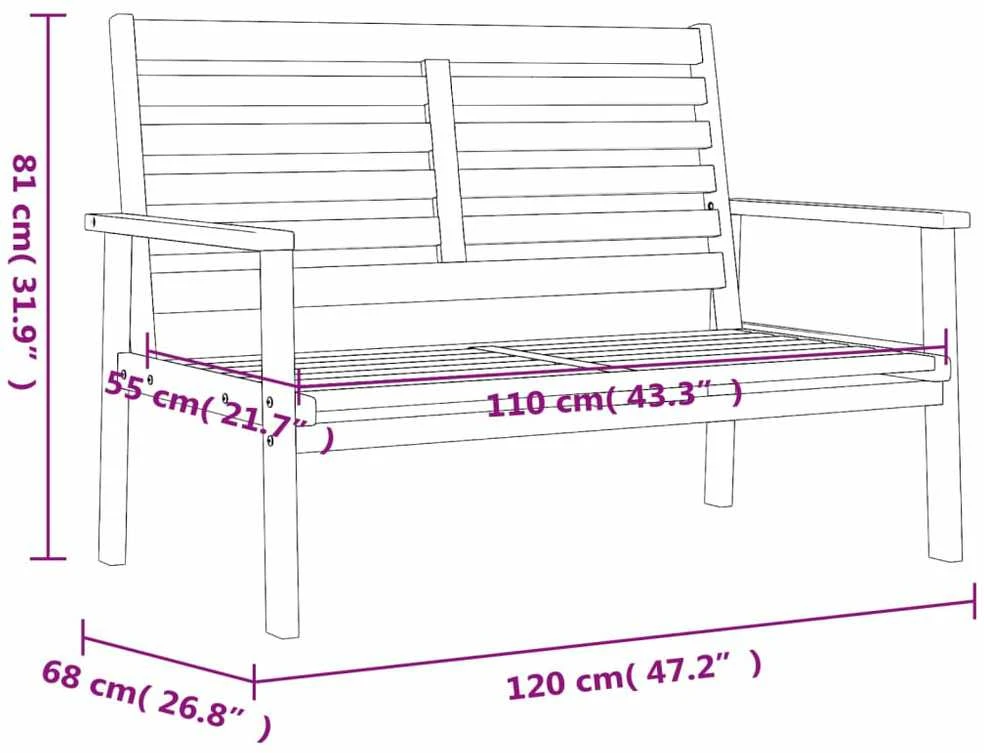 Sodo sofa-suoliukas, 120cm, akacijos medienos masyvas