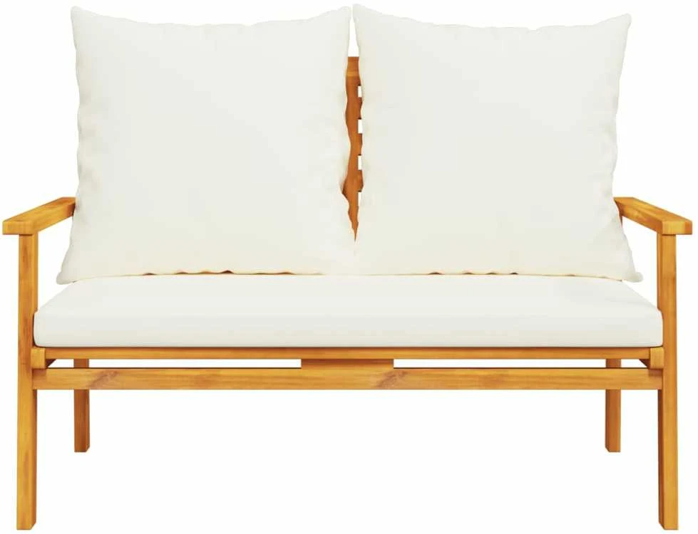 Sodo sofa-suoliukas su pagalvėlėmis, 120cm, akacijos masyvas