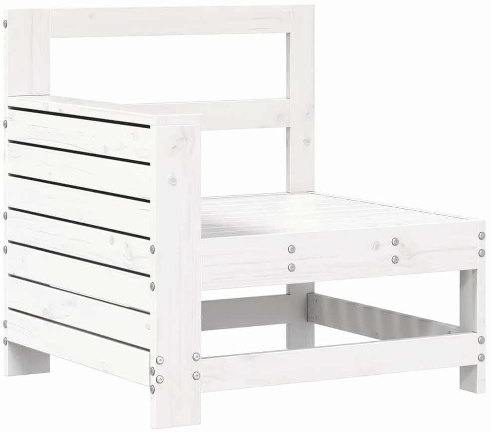 Sodo sofos dalis, balta, 69x62x70,5cm, pušis, su porankiu