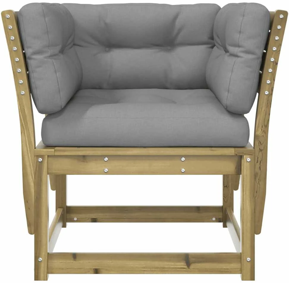 Sodo sofos dalis su pagalvėlėmis, 83x73x78cm, impregnuota pušis