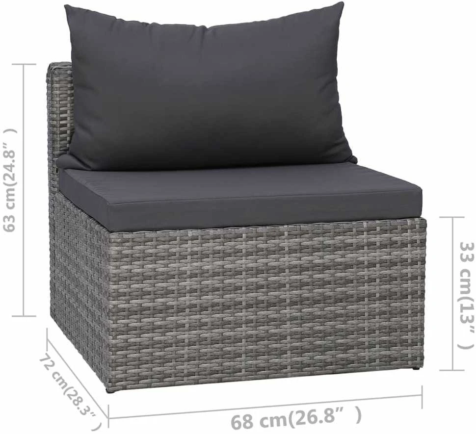 Sodo sofos komplektas su pagalvėmis, 3d., pilk. sp., polir.
