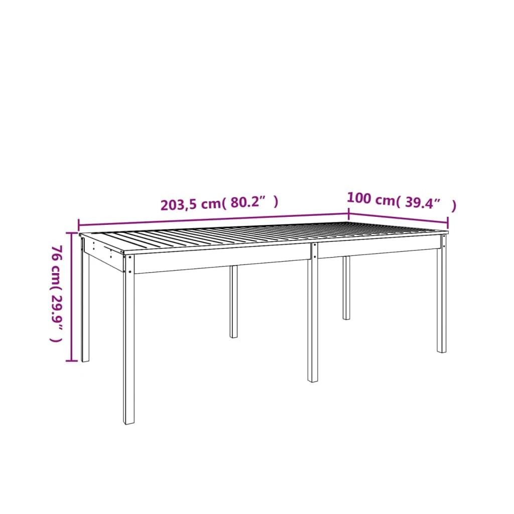 Sodo stalas, 203,5x100x76cm, pušies medienos masyvas