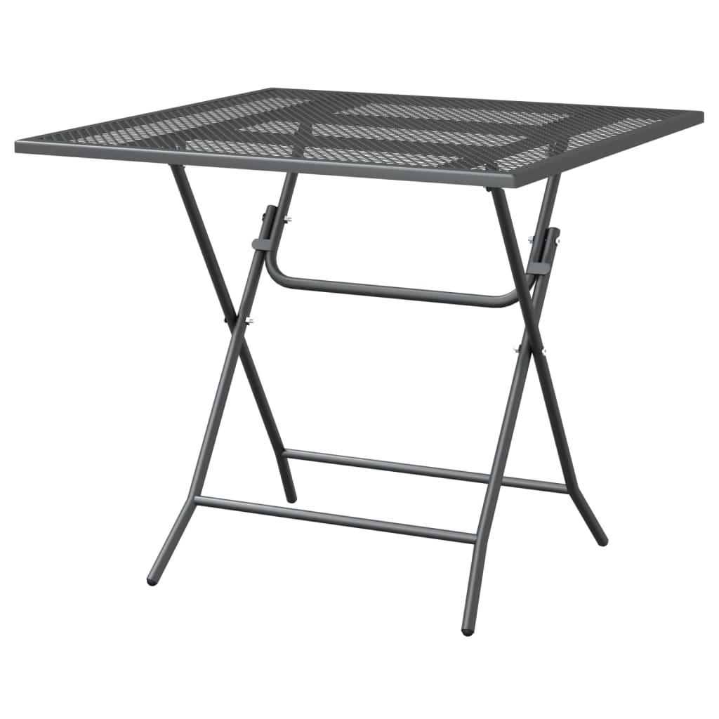 Sodo stalas, antracito, 80x80x72cm, plėsto metalo tinklelis