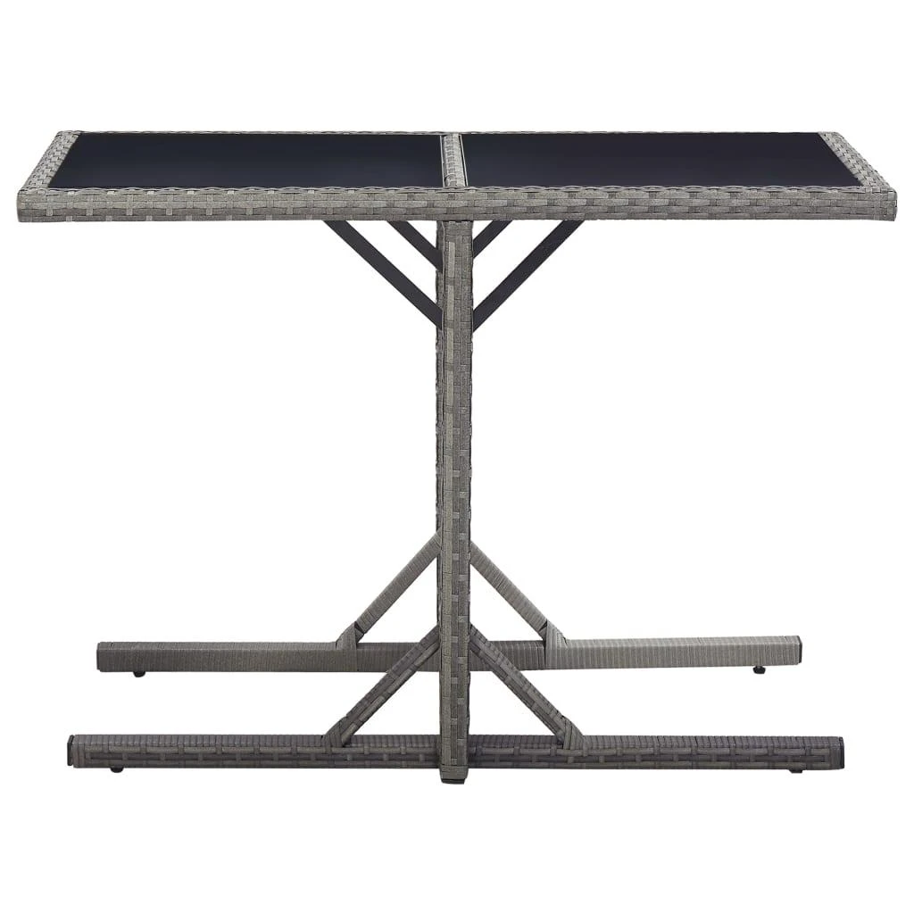 Sodo stalas, antracito spalvos, 110x53x72cm, stiklas, poliratanas