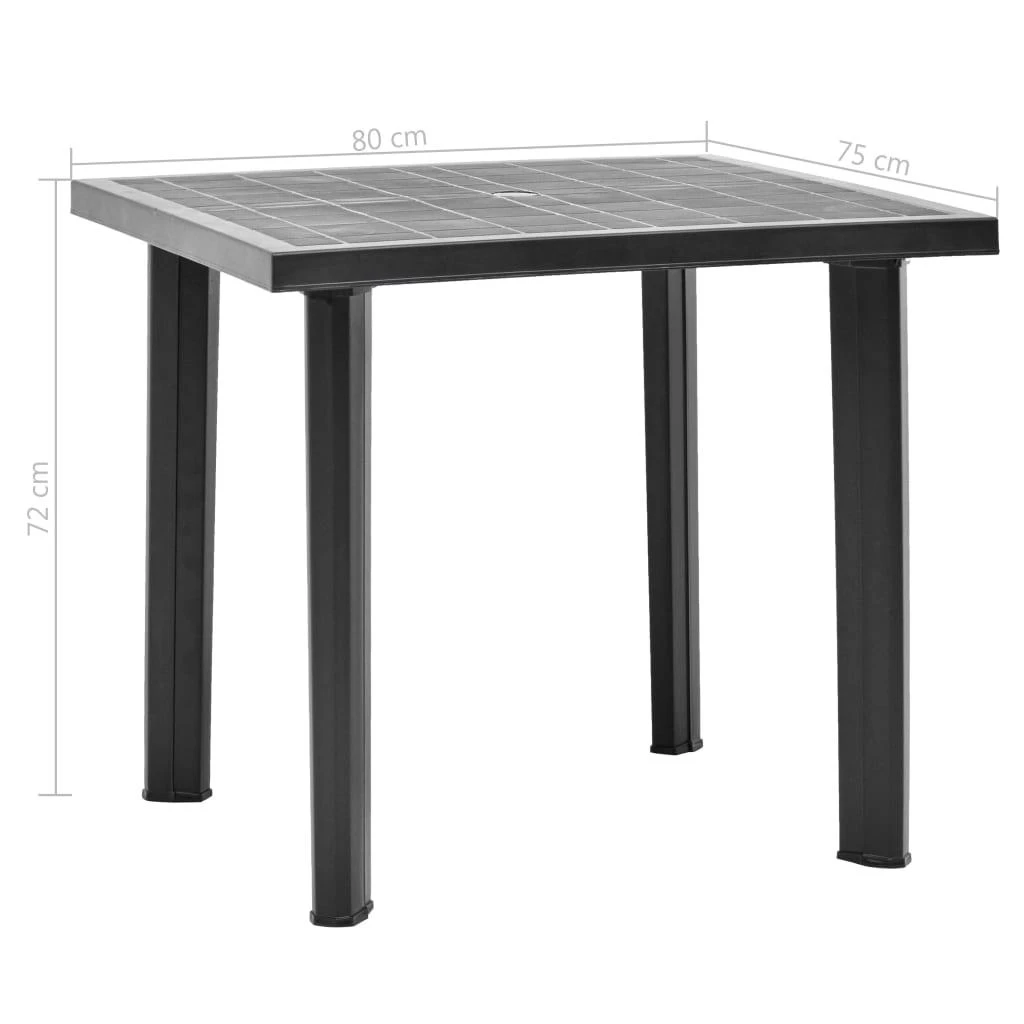 Sodo stalas, antracito spalvos, 80x75x72cm, plastikas
