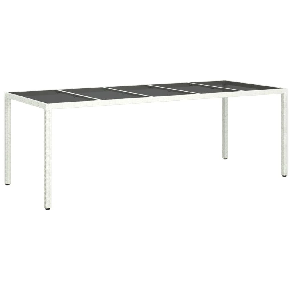 Sodo stalas, baltas, 250x100x75cm, poliratanas ir stiklas