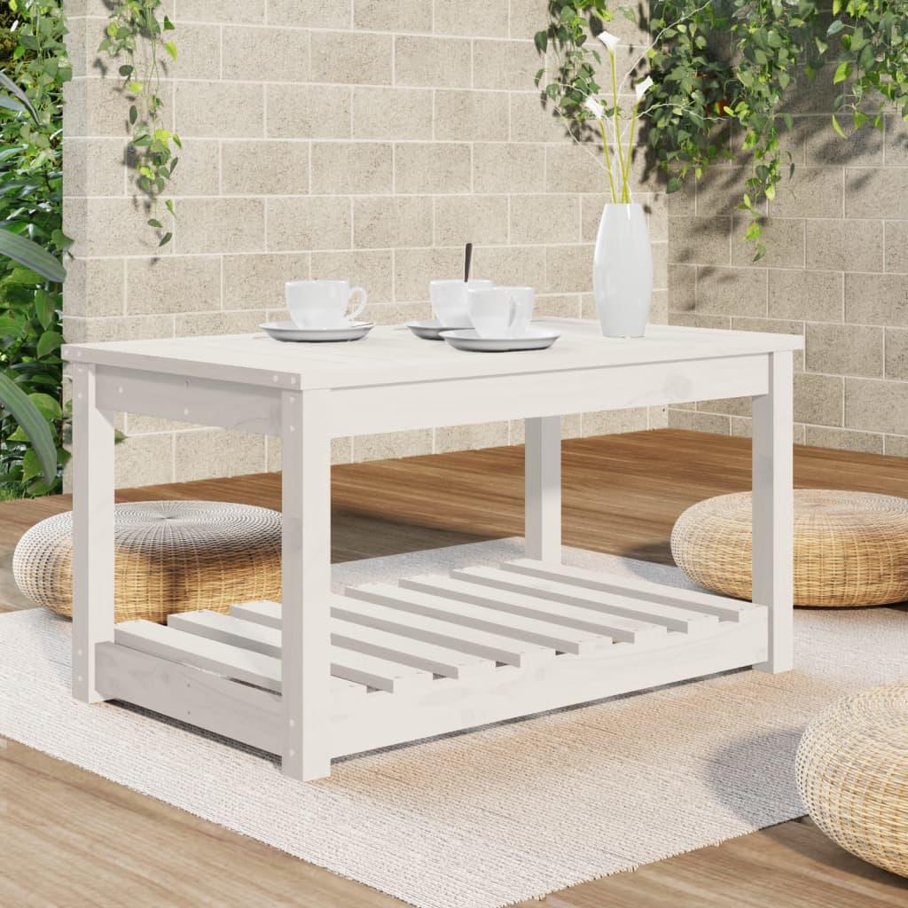 Sodo stalas, baltas, 82,5x50,5x45cm, pušies medienos masyvas