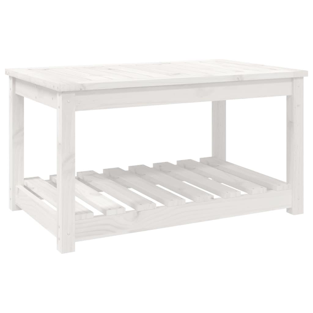 Sodo stalas, baltas, 82,5x50,5x45cm, pušies medienos masyvas