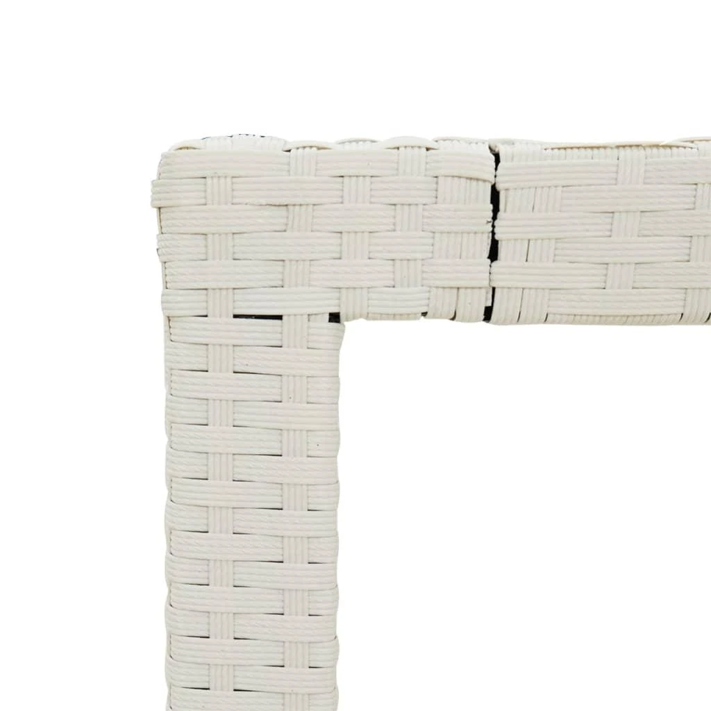 Sodo stalas, baltas, 90x90x75cm, grūdintas stiklas/poliratanas