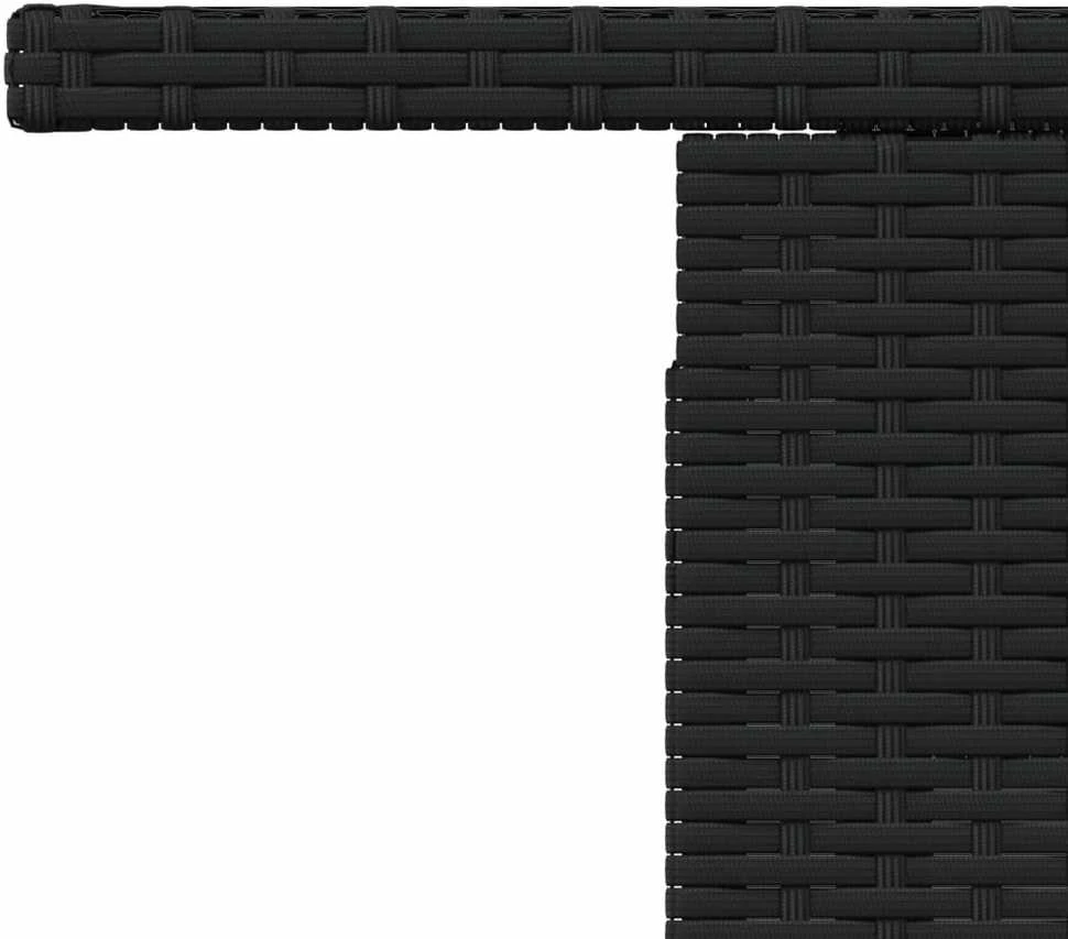 Sodo stalas, juodas, 100x55x73cm, poliratanas/akacijos mediena