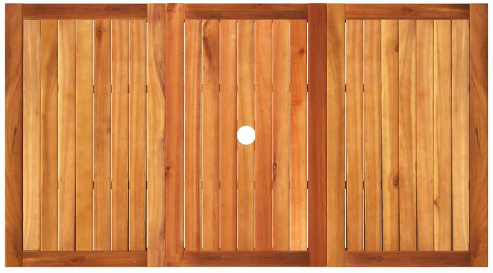 Sodo stalas, juodas, 140x80x75cm, poliratanas/akacijos mediena