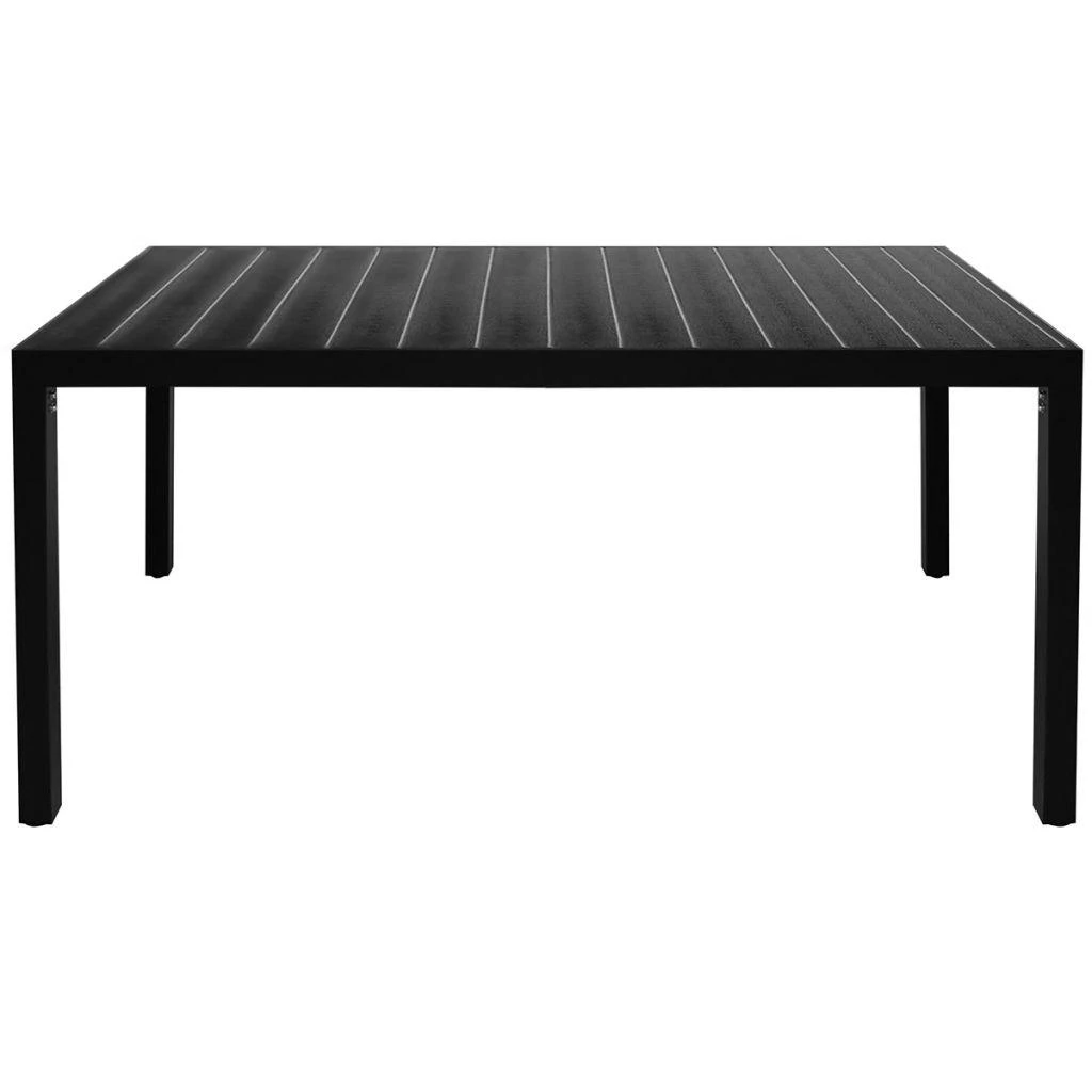 Sodo stalas, juodas, 150x90x74cm, aliuminis ir WPC