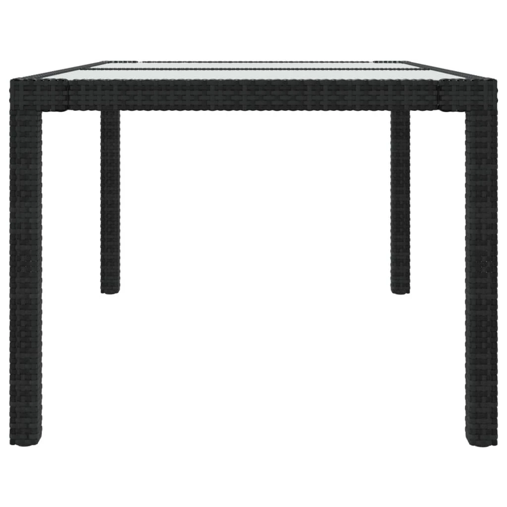 Sodo stalas, juodas, 150x90x75cm, grūdintas stiklas/poliratanas