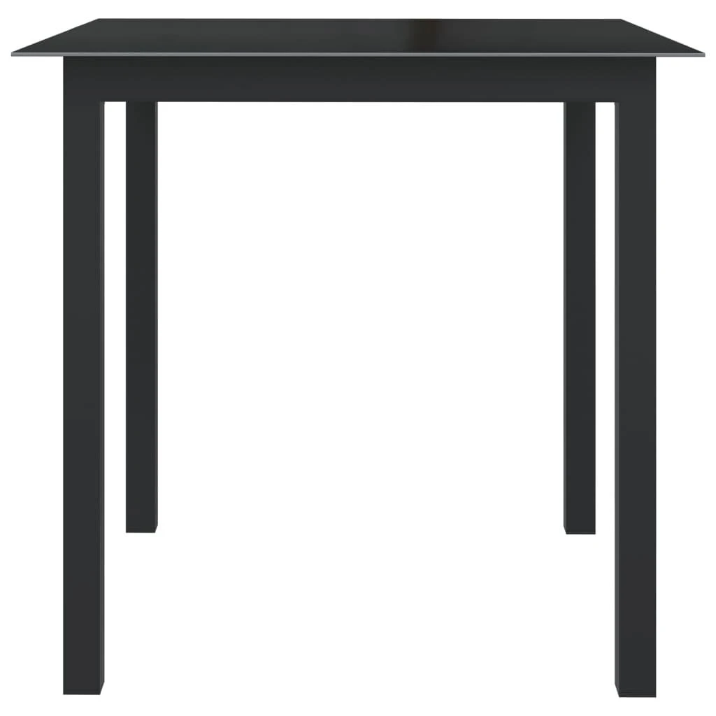 Sodo stalas, juodas, 80x80x74cm, aliuminis ir stiklas