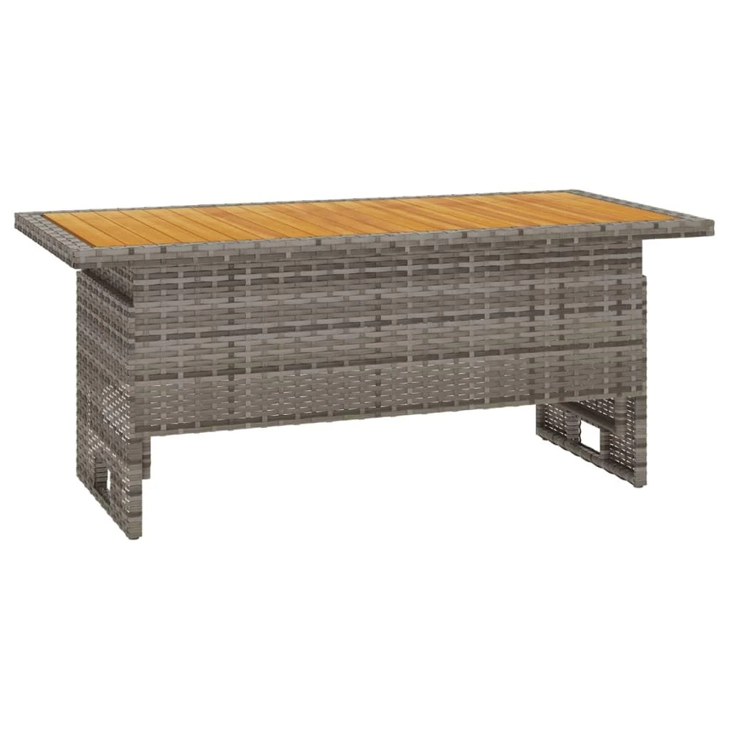 Sodo stalas, pilkas, 100x50x43/63cm, akacija ir poliratanas