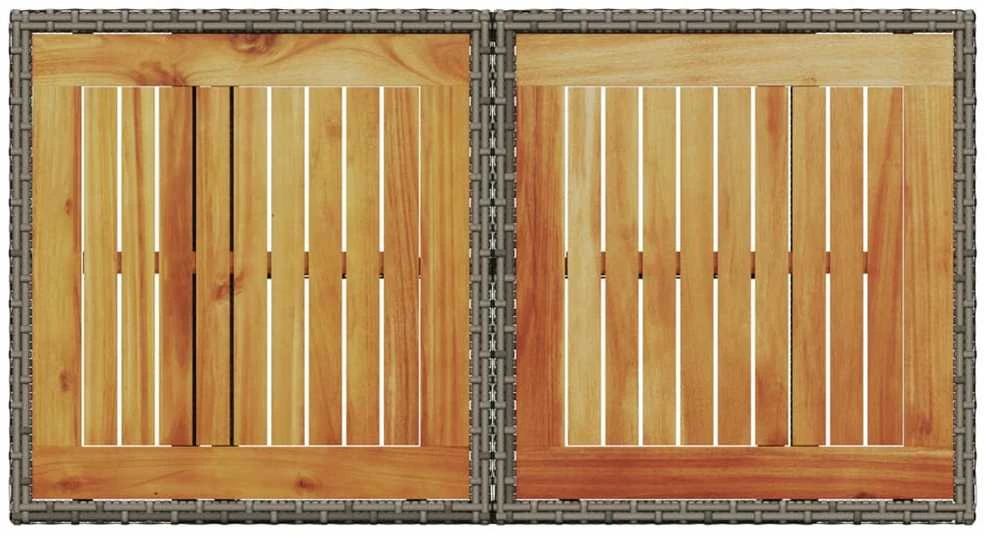 Sodo stalas, pilkas, 100x55x73cm, poliratanas/akacijos mediena