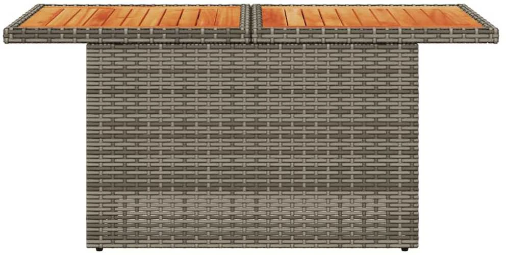 Sodo stalas, pilkas, 100x55x73cm, poliratanas/akacijos mediena