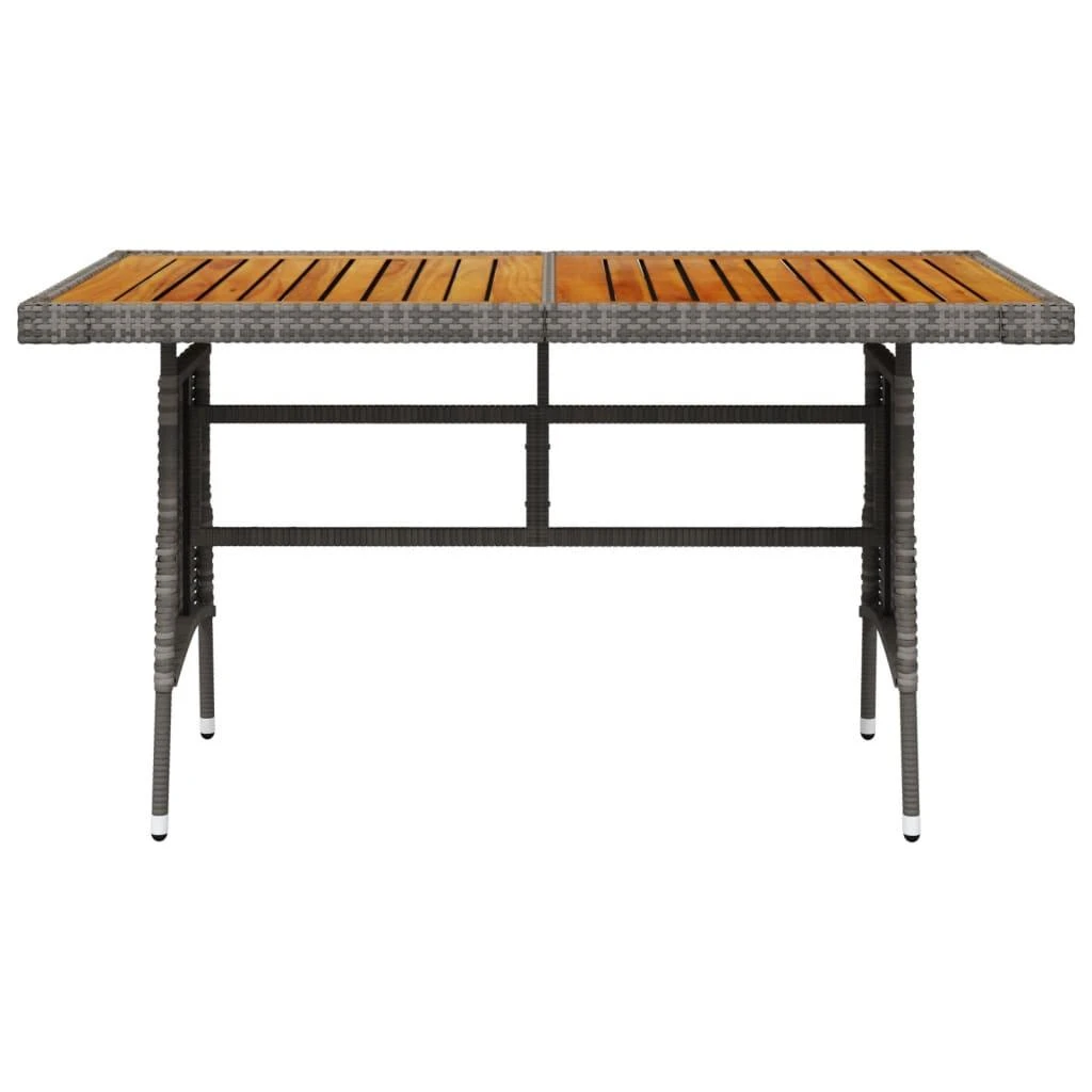 Sodo stalas, pilkas, 130x70x72cm, poliratanas ir akacija