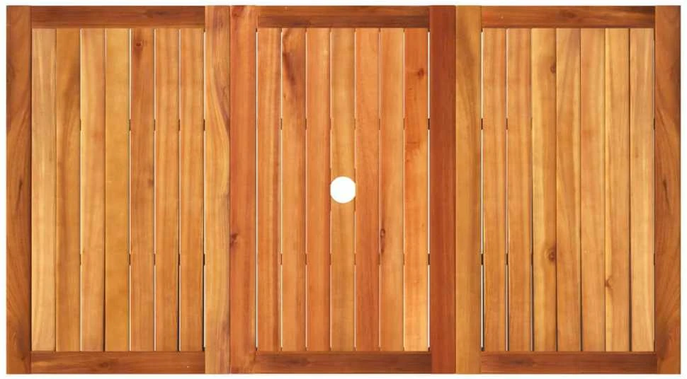 Sodo stalas, pilkas, 140x80x75cm, poliratanas ir akacija