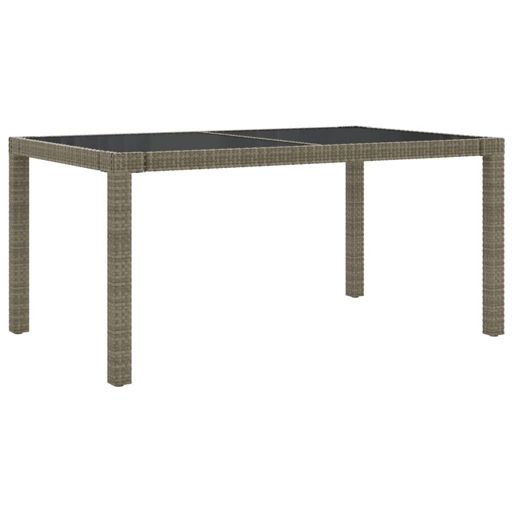 Sodo stalas, pilkas, 150x90x75cm, grūdintas stiklas/poliratanas