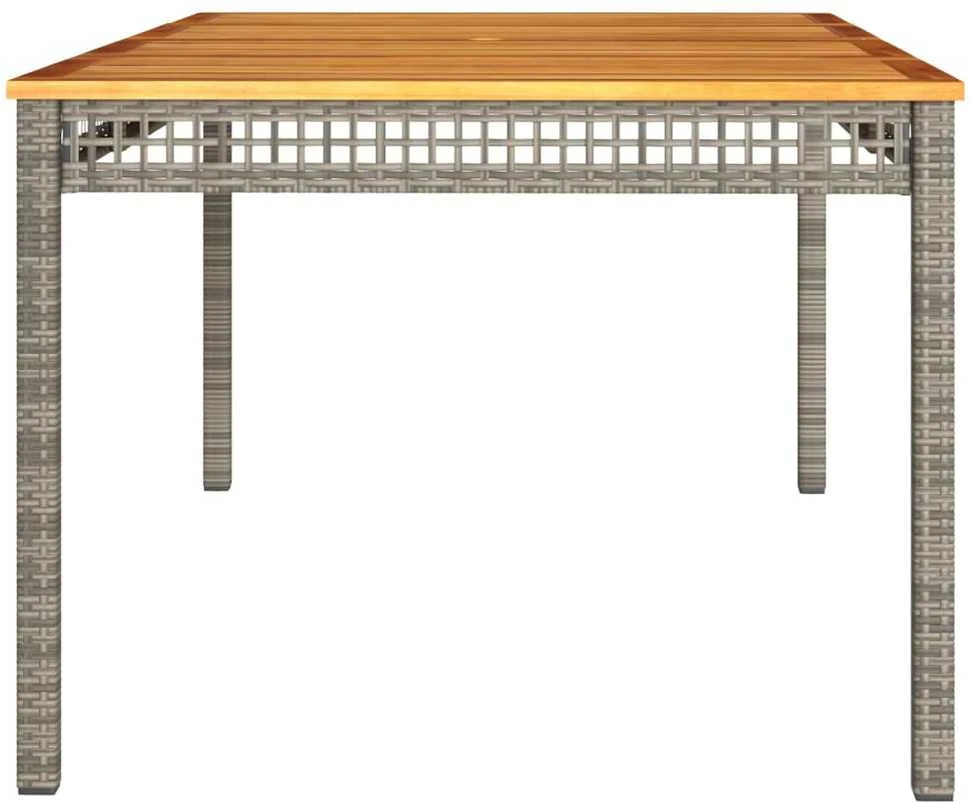 Sodo stalas, pilkas, 180x90x75cm, poliratanas ir akacija