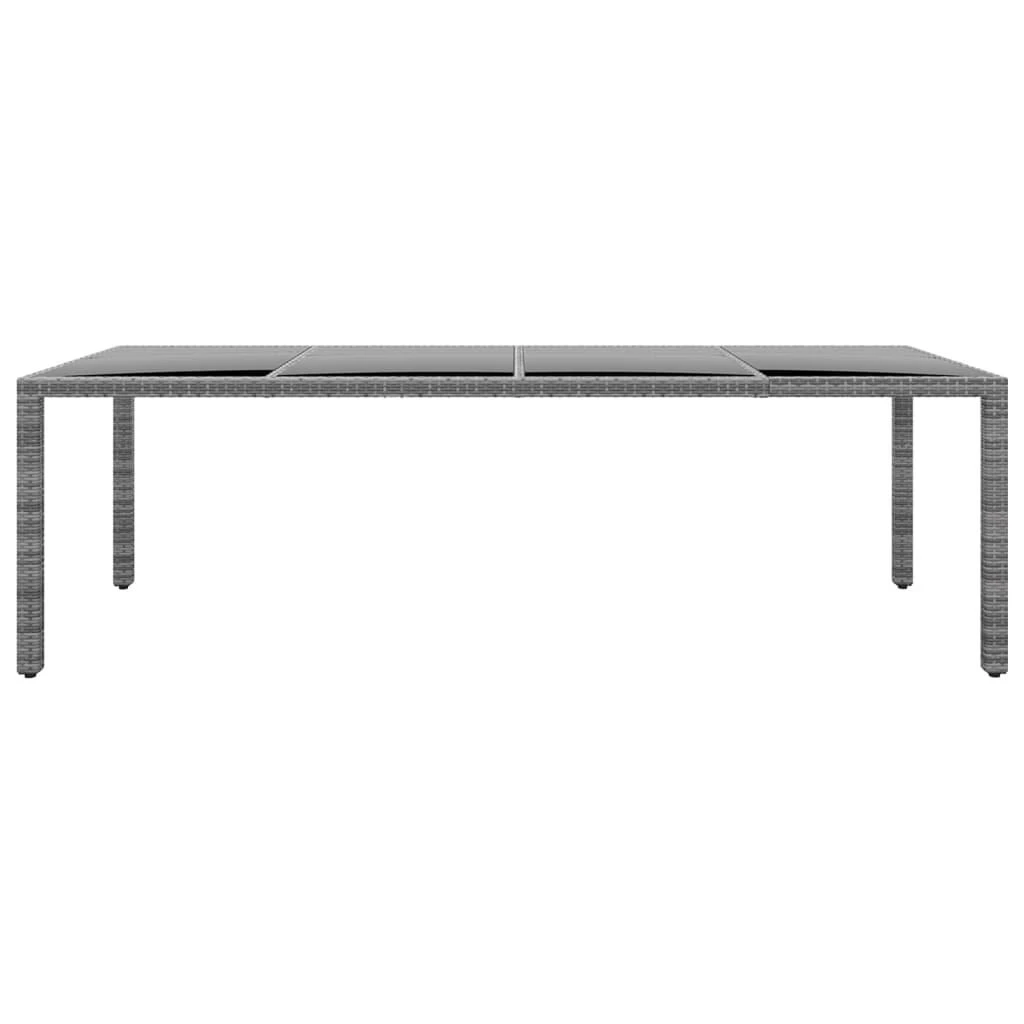 Sodo stalas, pilkas, 250x100x75cm, stiklas ir poliratanas