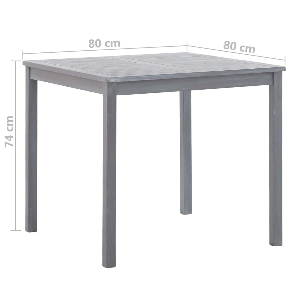 Sodo stalas, pilkas, 80x80x74cm, akacijos medienos masyvas