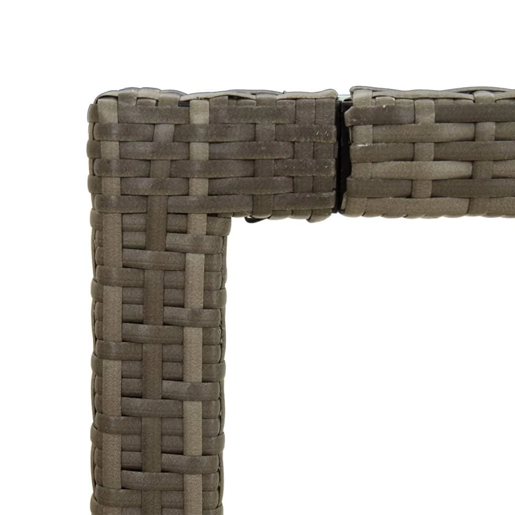 Sodo stalas, pilkas, 90x90x75cm, grūdintas stiklas/poliratanas