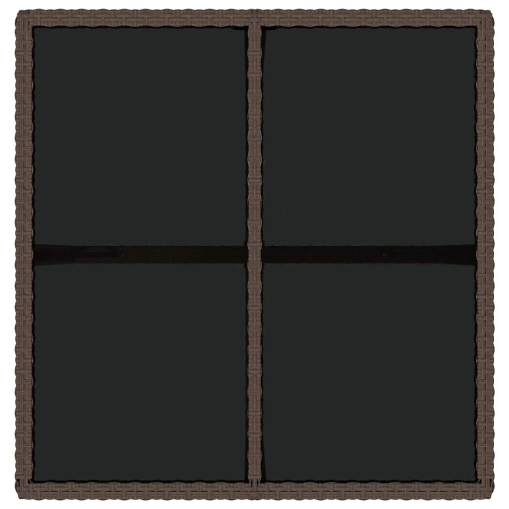 Sodo stalas, rudas, 109x107x74cm, poliratanas ir stiklas