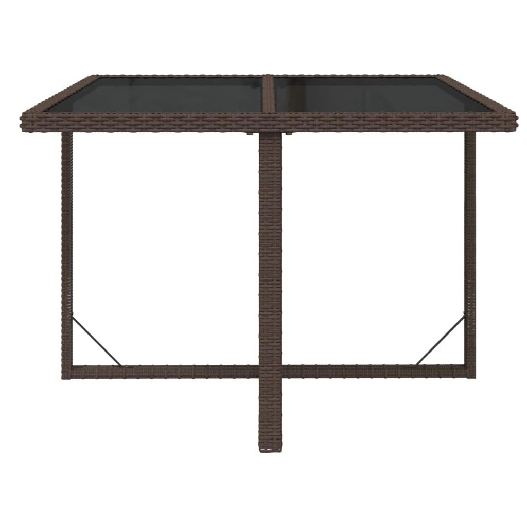 Sodo stalas, rudas, 109x107x74cm, poliratanas ir stiklas