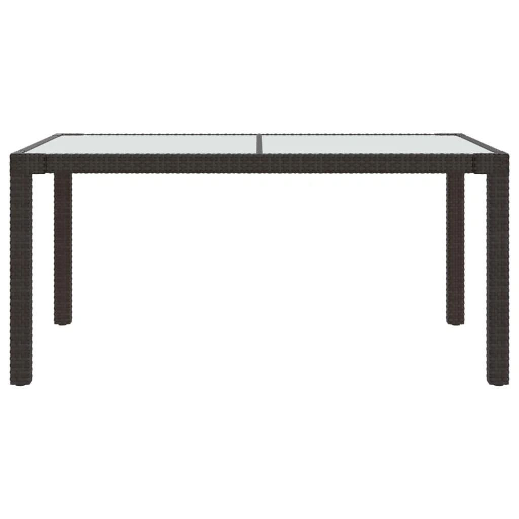 Sodo stalas, rudas, 150x90x75cm, grūdintas stiklas/poliratanas