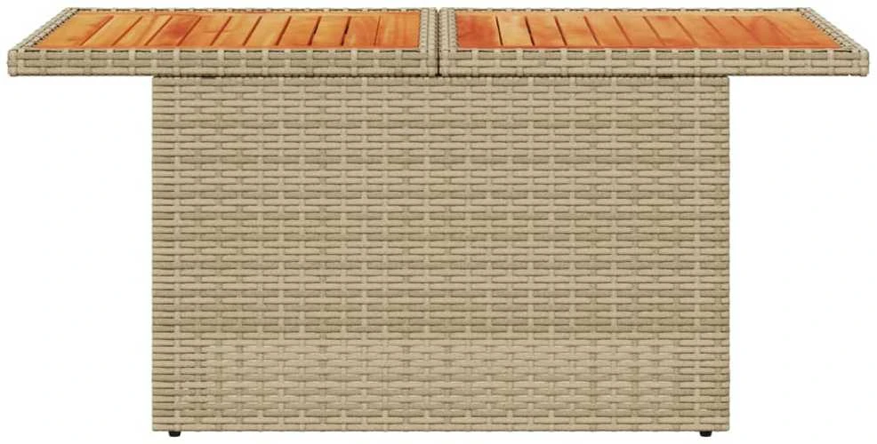 Sodo stalas, smėlio, 100x55x73cm, poliratanas/akacijos mediena