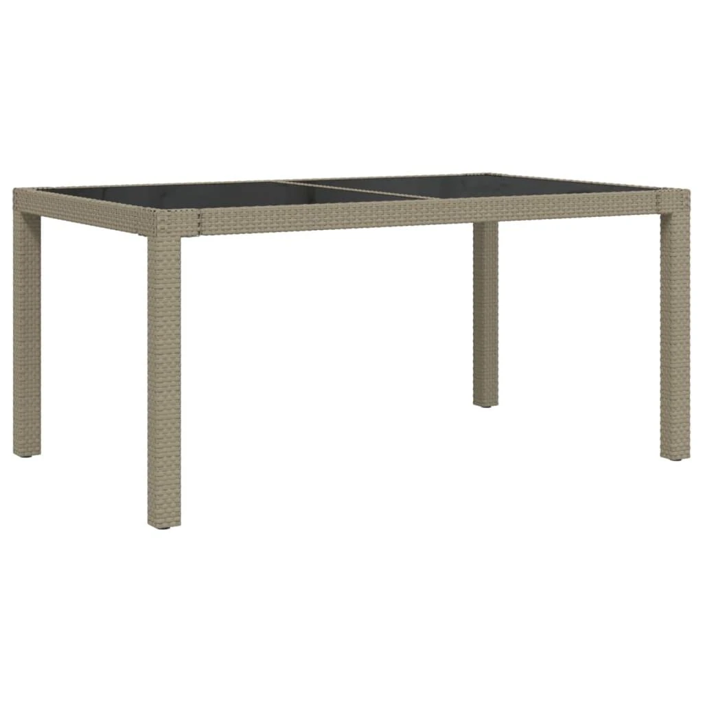Sodo stalas, smėlio, 150x90x75cm, grūdintas stiklas/poliratanas