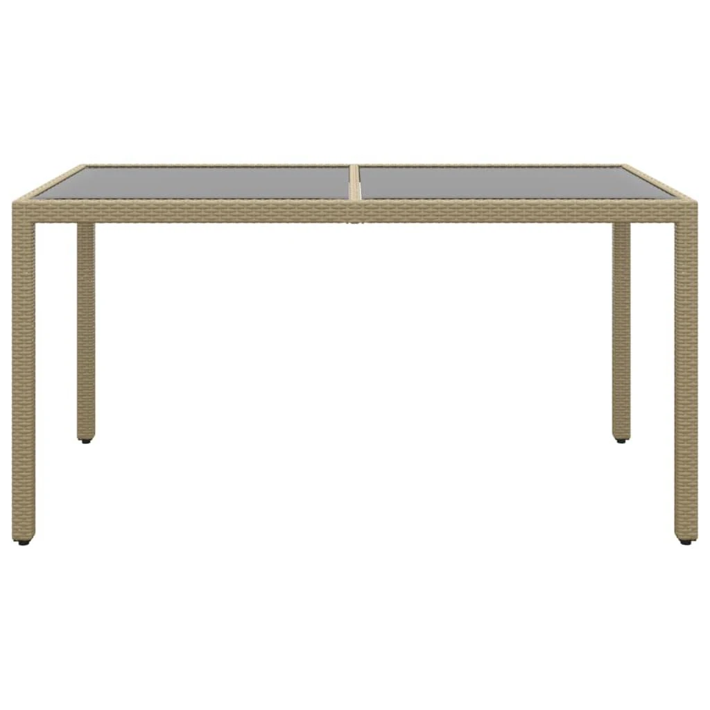Sodo stalas, smėlio, 150x90x75cm, grūdintas stiklas/poliratanas