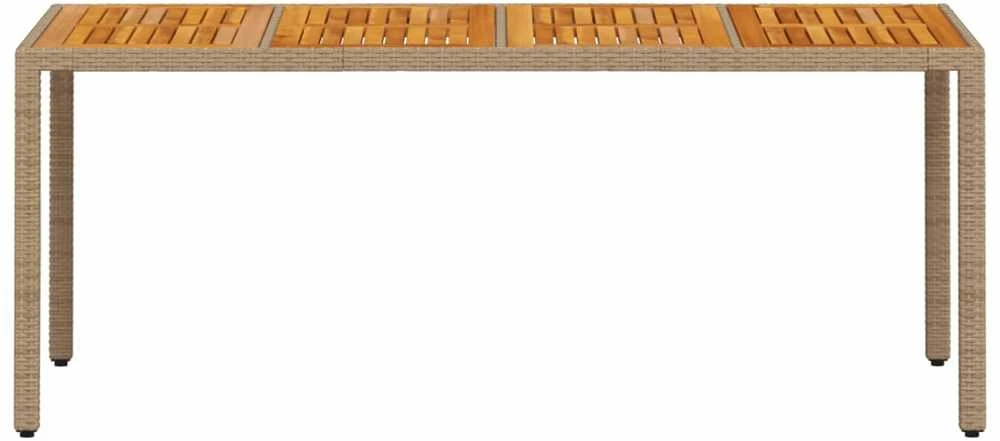 Sodo stalas, smėlio, 190x90x75cm, poliratanas ir akacija