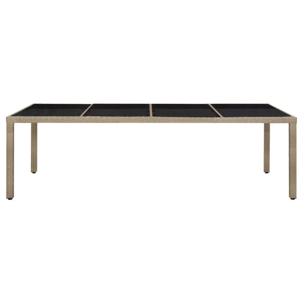 Sodo stalas, smėlio spalvos, 250x100x75cm, stiklas/poliratanas