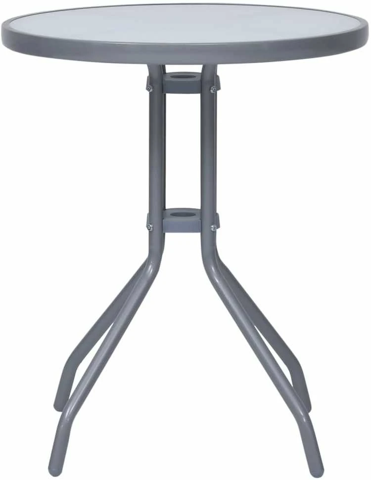 Sodo staliukas, šviesiai pilkas, 60cm, plienas ir stiklas