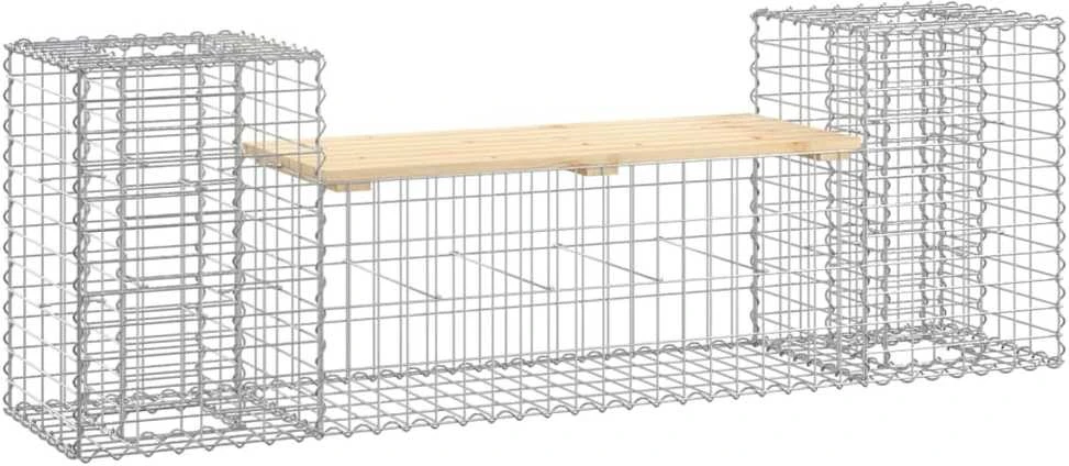 Sodo suoliukas, 183x41x60,5cm, pušies masyvas, gabiono dizaino